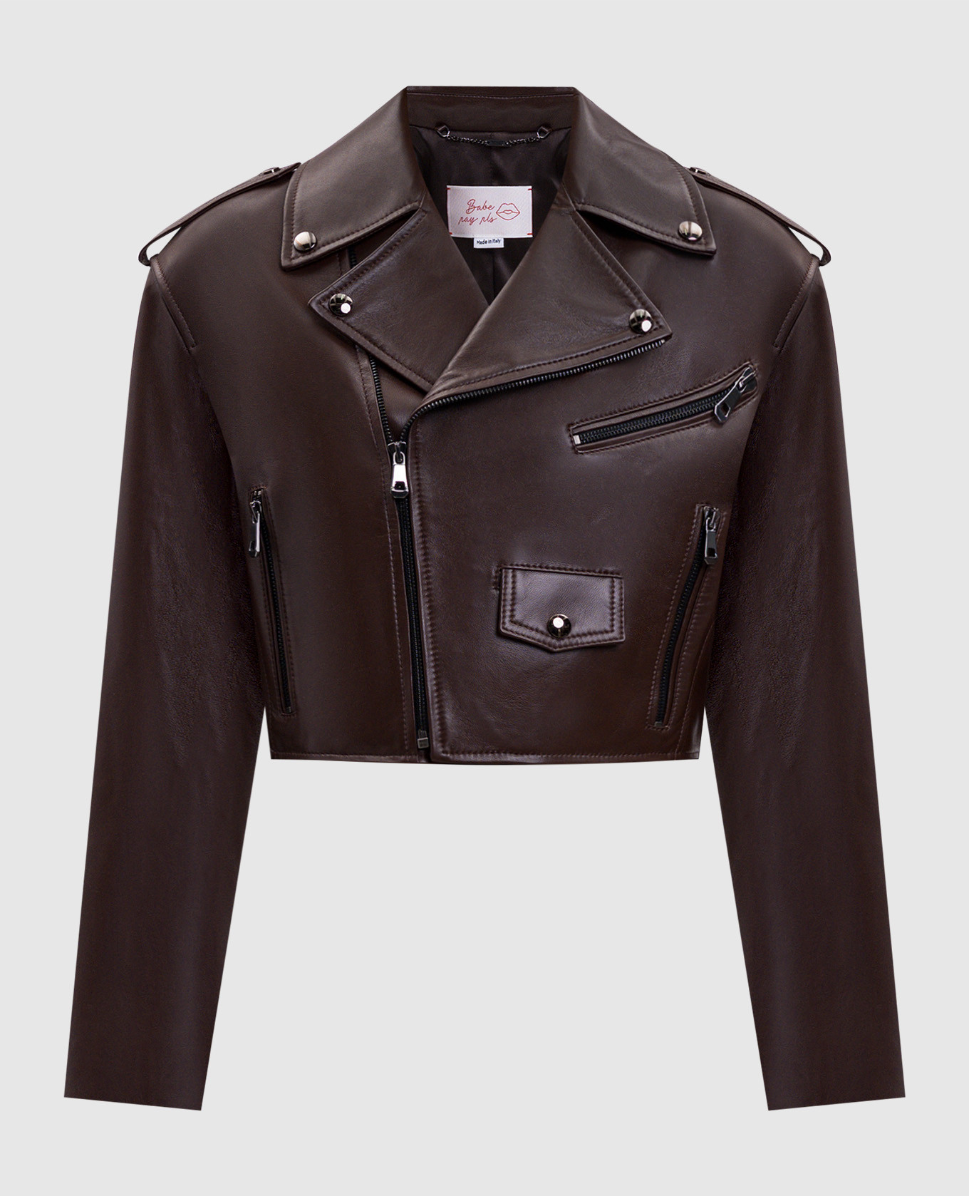 

Коричневая кожаная укороченная косуха, Коричневый, Косухи