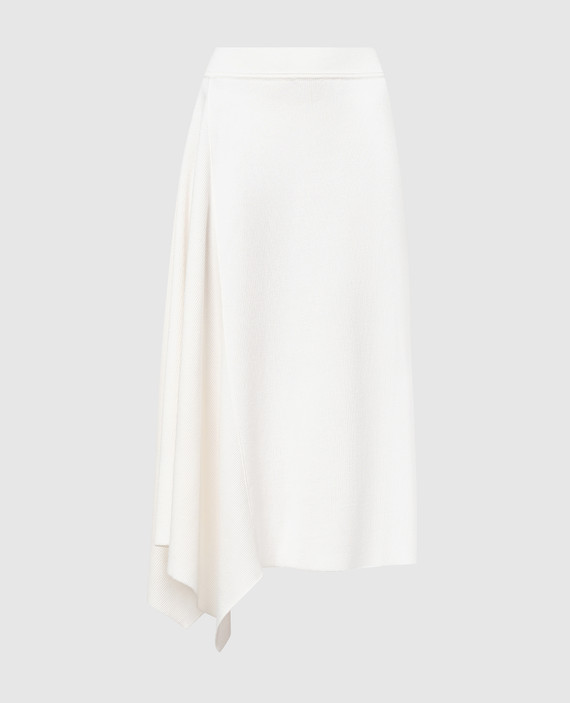 Белая ассиметричная юбка в рубчик