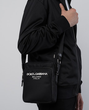 Dolce&Gabbana Черная сумка через плечо с фактурным логотипом BM2294AG182