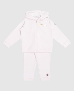 Moncler ENFANT Дитячий рожевий спортивний костюм з принтом логотипа J29518M0000689A23