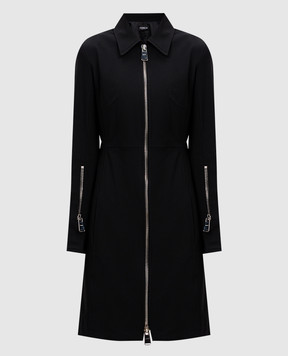 Dondup Черное платье мини с шерстью с логотипом DA411TS0009DXXX