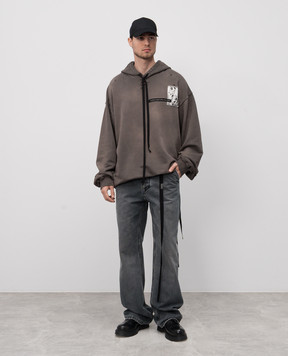Ann Demeulemeester Серые худи с винтажным эффектом B0012871FA640