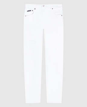 Dolce&Gabbana Білі джинси з проріхами з логотипом FTCBKDG8IB9