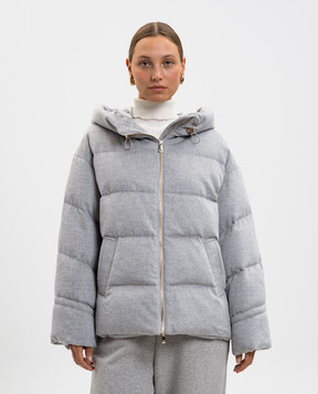 Be Florence Сіра стьобана пухова куртка із шовку та вовни верблюда BE2517B6GREY