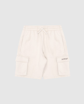Off-White Детские бежевые шорты-карго с принтом логотипа. OBCI005S25FLE001