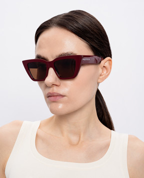 Alexander McQueen Бордові сонцезахисні окуляри Cat-Eye з логотипом 821692J0749