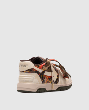 Off-White Бежеві шкіряні кросівки Оut Оf Оffice в камуфляжний принт OMIA189Z25LEA001