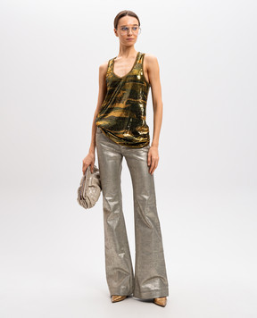 Roberto Cavalli Сріблясті джинси кльош DWJ228