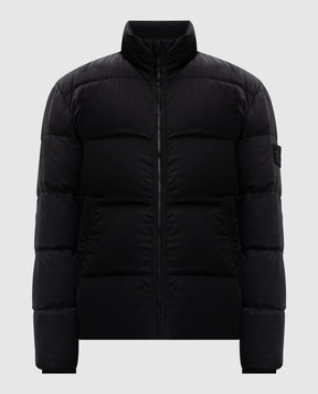 Stone Island Черный пуховик из шерсти со съемным патчем логотипа 8115453F3