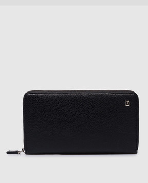GIUDI Чорний шкіряний гаманець з металевою монограмою логотипа 7092AE