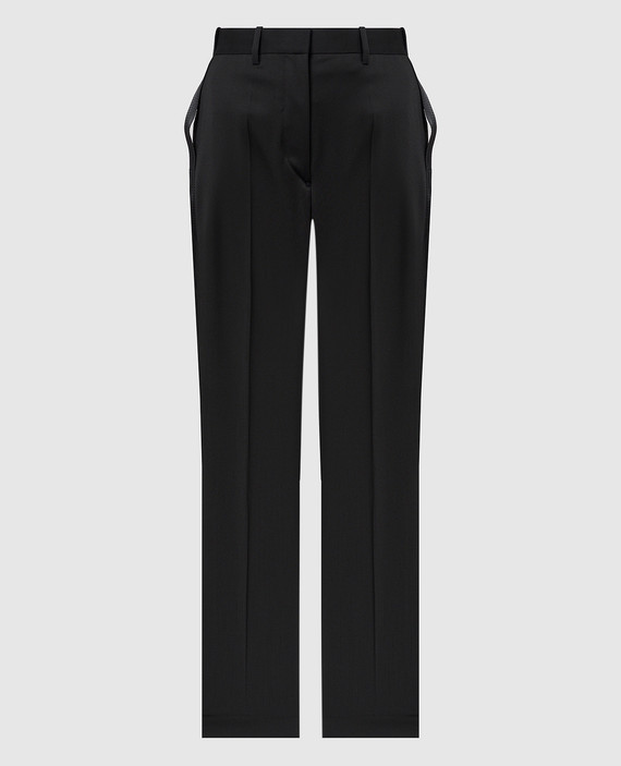 Black pants made of wool with stripes