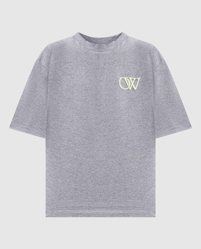 Off-White Серая меланжевая футболка с вышивкой логотипа. OWAA124S25JER005