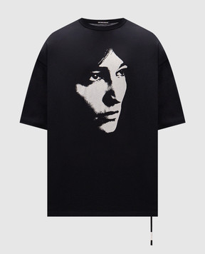 Ann Demeulemeester Черная футболка с принтом October's portrait B0012497FA206