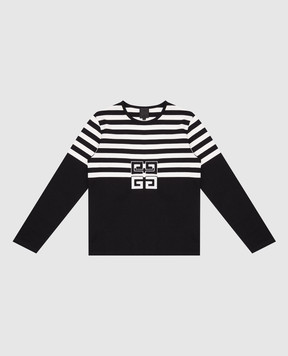 Givenchy Детский черный лонгслив в полоску H30431612