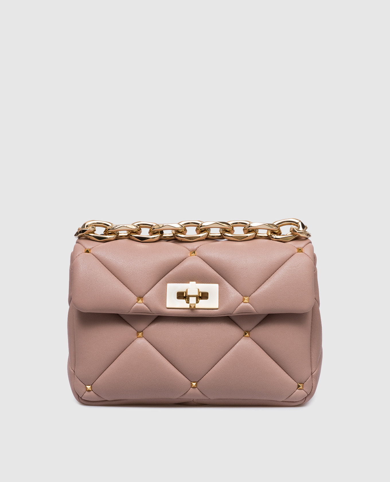 

Розовая кожаная сумка-мессенжер Rockstud Spike, Розовый, Сумки-мессенджеры