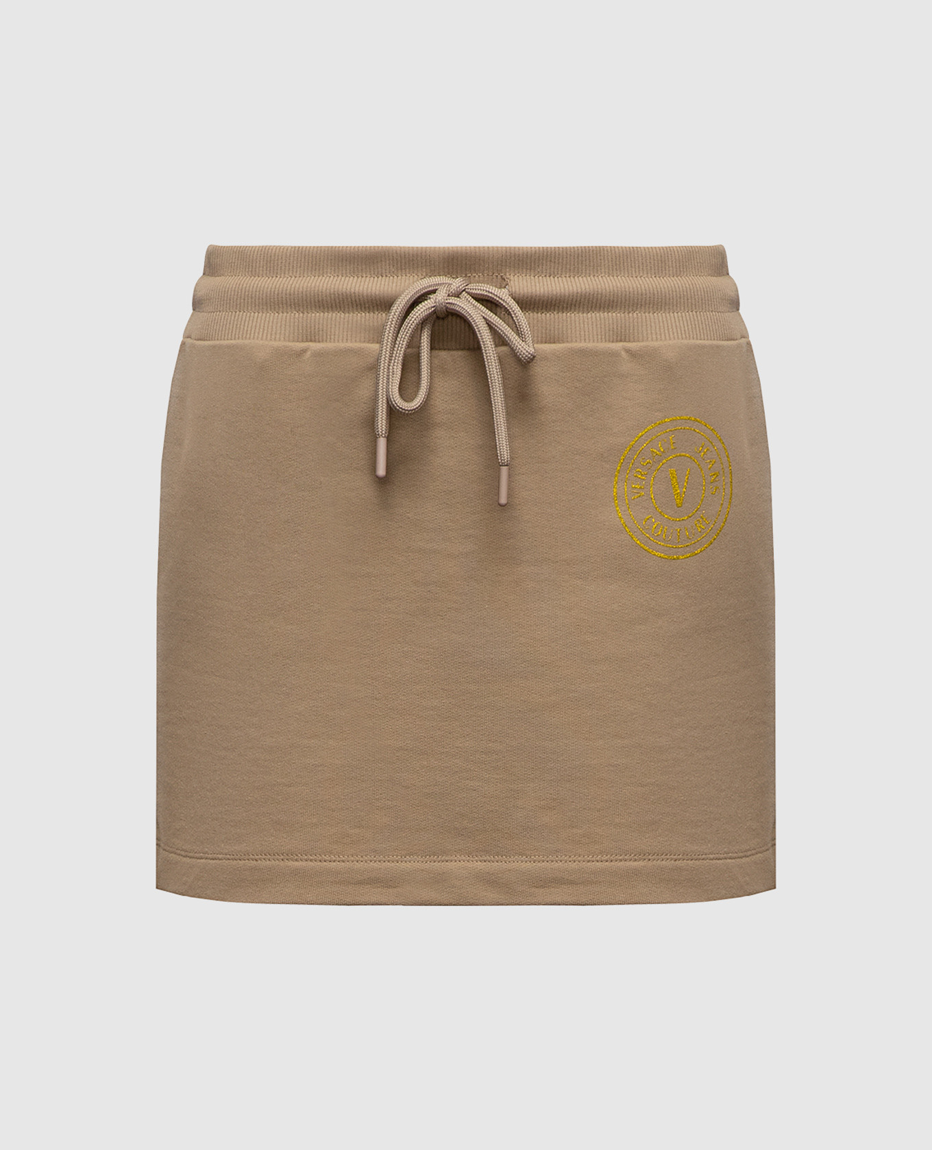 Brown mini skirt with logo print