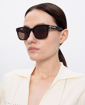 Alexander McQueen Коричневі сонцезахисні окуляри City T-Bar 821681J0749