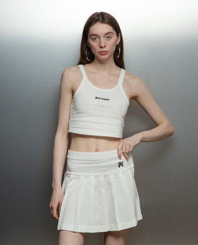Palm Angels Білий топ з контрастною вишивкою логотипа PWAD060S24FAB002
