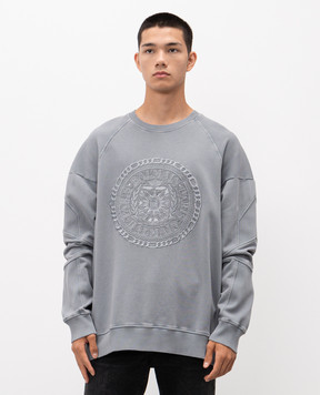 Balmain Сірий світшот з вишивкою логотипа FH1JS013BD08