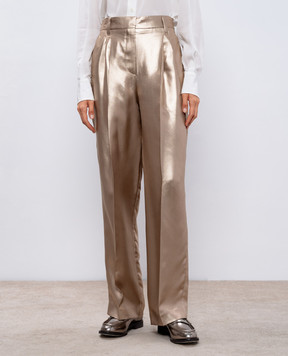 Brunello Cucinelli Золотисті штани з шовку MD999P8759