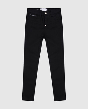 Philipp Plein Детские черные джинсы слим с кристаллами GDT0041610