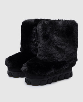 Goldbergh Черные мунбуты Fun Fur с логотипом GB80005244