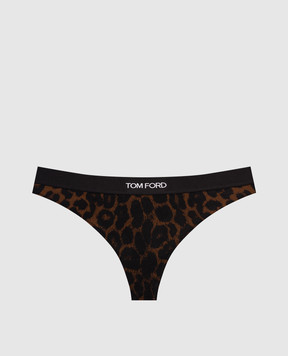 Tom Ford Черные трусики-тонг с анималистическим принтом. KNJ009JEP030