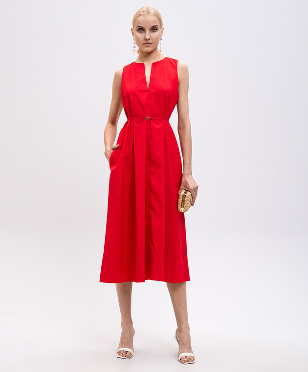 Twinset Червона сукня міді з логотипом 251TT2221 зображення 2