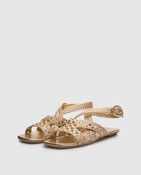Stuart Weitzman Золотые кожаные сандалии Thea SK786