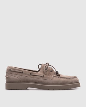Brunello Cucinelli Бежевые замшевые топпсайдеры Sail MZSFG2955