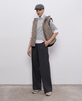 Brunello Cucinelli Сірий джемпер з кашеміру з ланцюжком моніль M12212604P