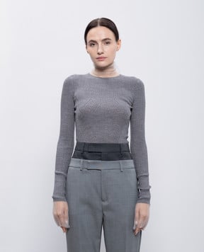 Max Mara Sportmax Сірий джемпер DERRIS з вовни в рубчик DERRIS