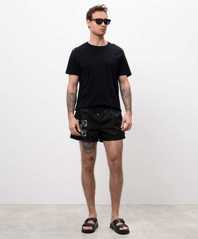 Off-White - Черные шорты с логотипом Errow OMFD014S25FAB004 купить