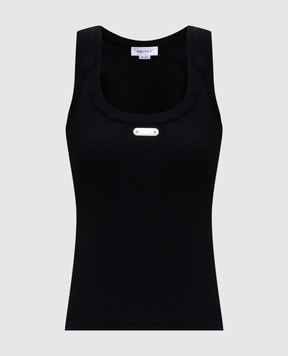 Alexander McQueen Чорний топ в рубчик з логотипом 830486QLAER