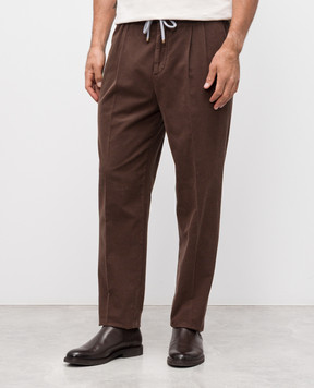 Brunello Cucinelli Коричневые вельветовые брюки M279UE1710