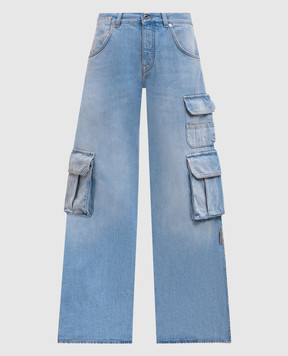 Off-White Голубые джинсы-карго с логотипом OWYB019S25DEN002