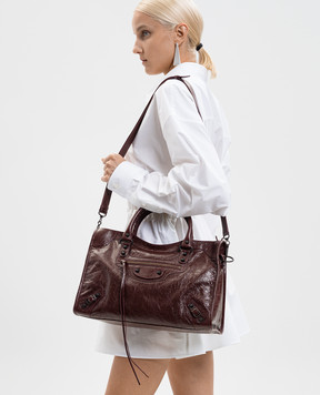 Balenciaga Бордова шкіряна сумка-тоут Le City 8230582ABEK