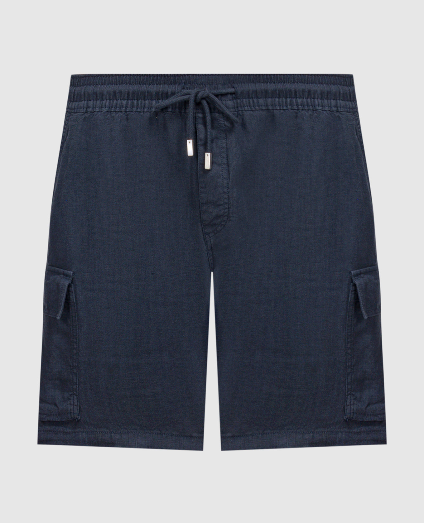 Blue linen cargo shorts
