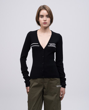 Off-White Черный кардиган с логотипом OWHB04DS25KNI001