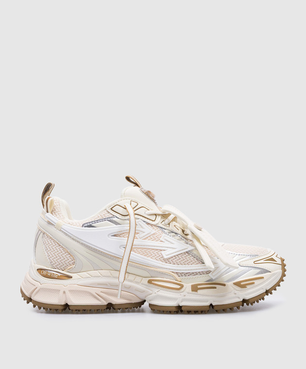 Off-White - Бежевые кроссовки ow be right back с тиснением