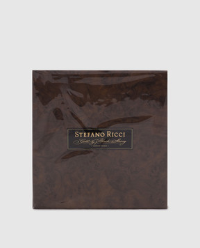 Stefano Ricci Ароматизированная свеча Black & Gold Shiny в фарфоровом подсвечнике с золотом 14 карат OACAN003LSHINY3