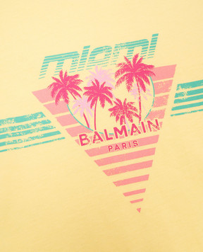 Balmain Детская желтая футболка с брендовым принтом BW8R01Z00571214