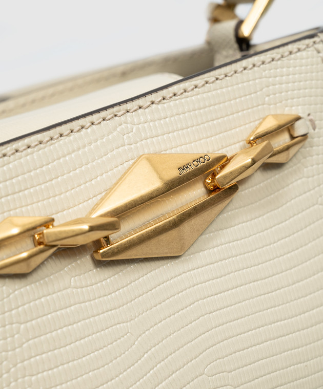 Jimmy Choo - Бежевая кожаная сумка Diamond с логотипом DIAMONDLINKTHS ...