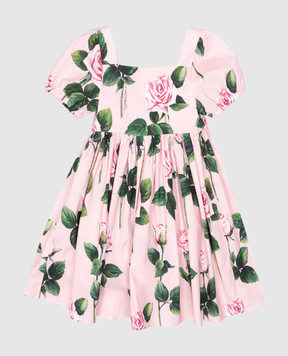 Dolce&Gabbana Дитяча рожева сукня міді в квітковий принт L24DF4HS5S8