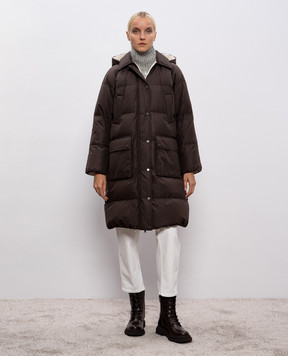 Brunello Cucinelli Коричневый пуховик MG5019946