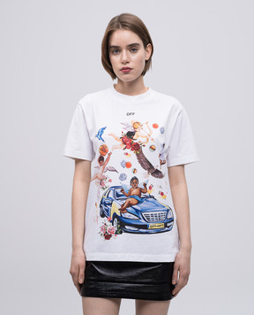 Off-White Белая футболка с принтом OMAA027S25JER003
