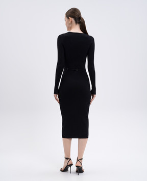 Twinset Чорна сукня міді в рубчик 252TP3352