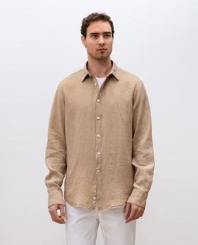 Canali Бежевая рубашка из льна GM02128CSL7077