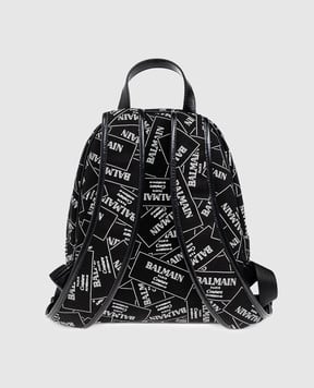 Balmain Дитячий чорний рюкзак в принт логотипа BX0Q38Z3379