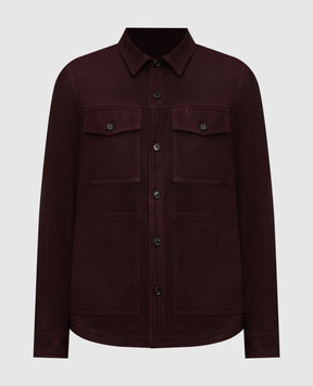ISAIA Бордова куртка з нубуку в стилі сорочки LU0133PLW61